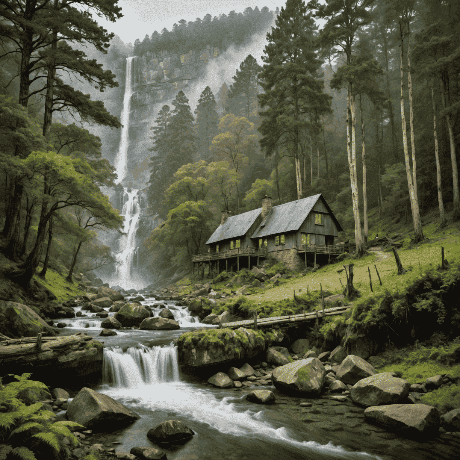 Misty forests and waterfalls surrounding the enchanting village of Hogsback