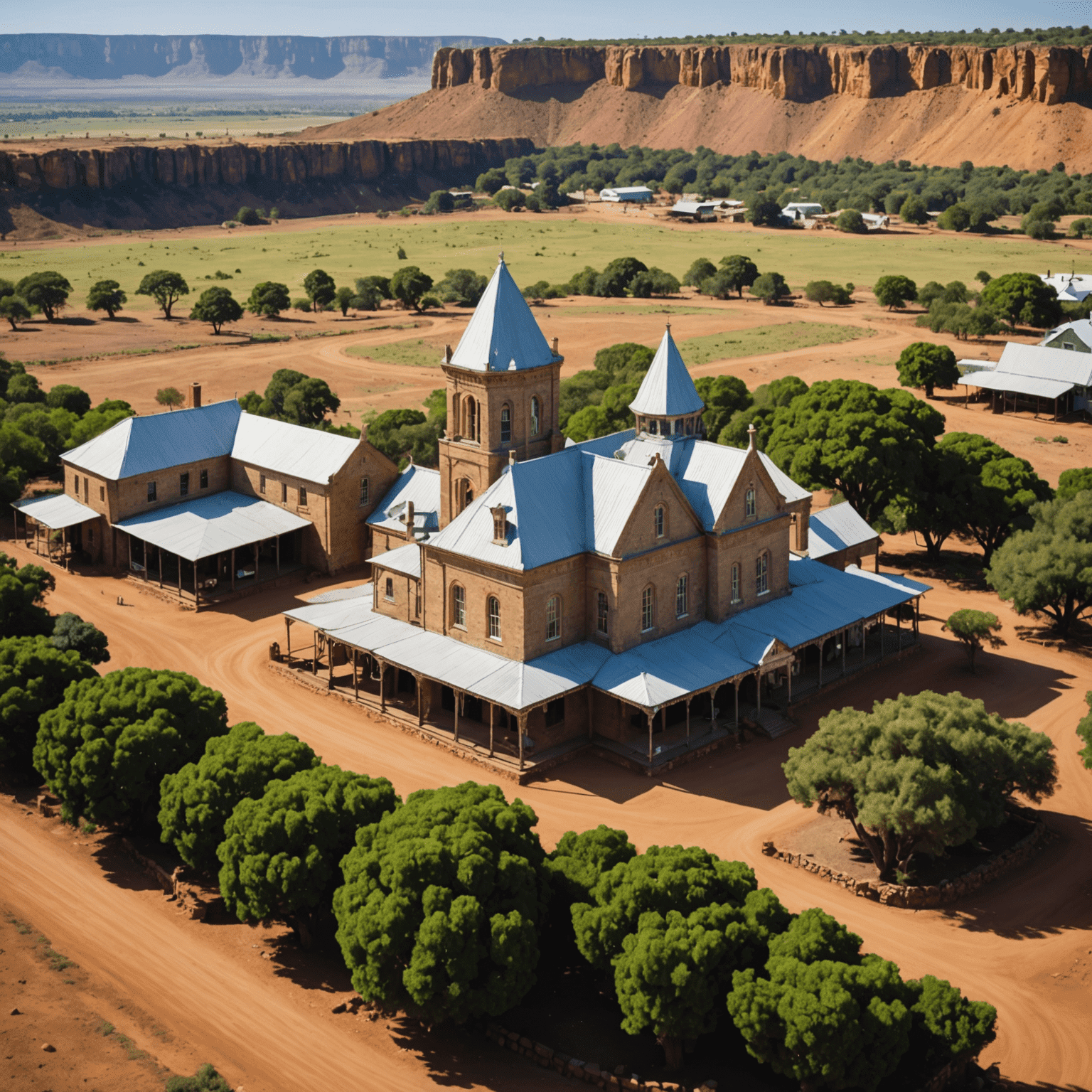 The historic Cullinan Diamond Mine and charming Victorian-style buildings in Cullinan